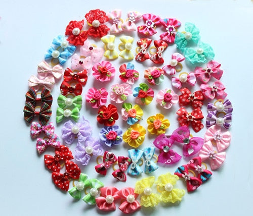 20PCS Christmas Dog Hair Bows for Puppy Yorkshirk Small Dogs Hair Accessories Grooming Bows Halloween Dog Bows Pet Supplies