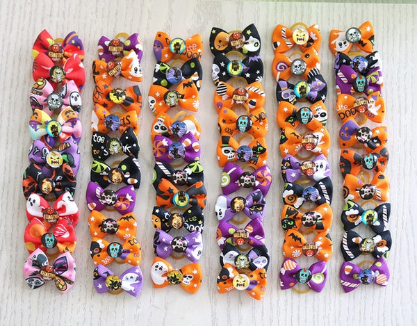 20PCS Christmas Dog Hair Bows for Puppy Yorkshirk Small Dogs Hair Accessories Grooming Bows Halloween Dog Bows Pet Supplies