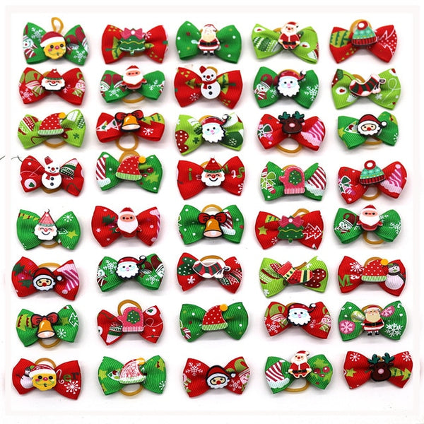 20PCS Christmas Dog Hair Bows for Puppy Yorkshirk Small Dogs Hair Accessories Grooming Bows Halloween Dog Bows Pet Supplies