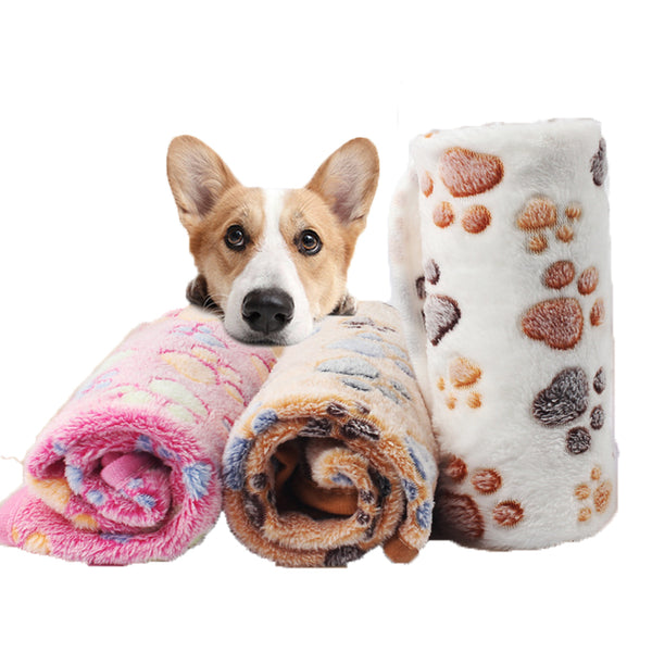 Pet Soft Pet Blanket Winter Dog Cat Bed Mat Foot Print Warm Sleeping Mattress Small Medium Dogs Cats Coral Fleece Pet Supplies