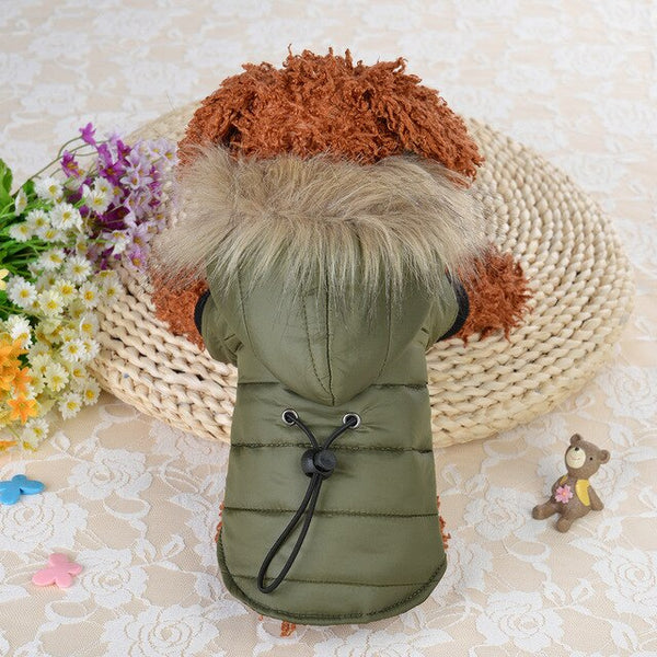 Two Feet Dog Jacket for Middle Small Pets Winter Clothes for Doggies Puppy Christmas Clothing Warm Dogs Coat Fur Collar