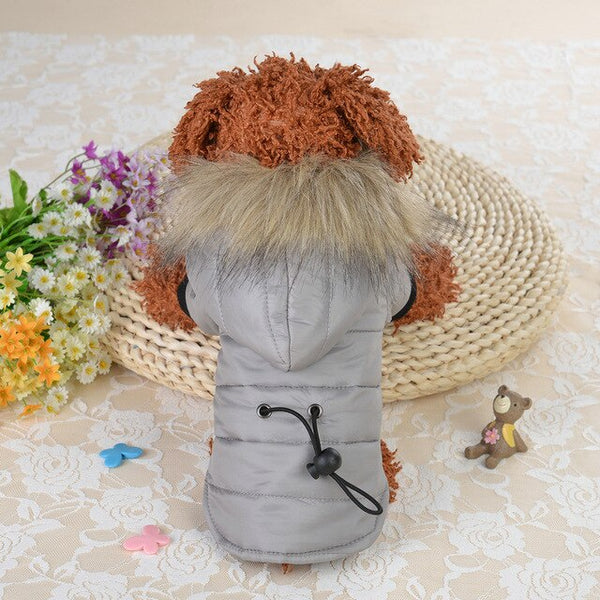 Two Feet Dog Jacket for Middle Small Pets Winter Clothes for Doggies Puppy Christmas Clothing Warm Dogs Coat Fur Collar