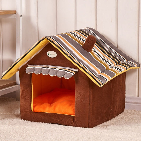 Dog House Fashion Striped Removable Cover Mat Dog Beds For Small Medium Dogs Pet Products House Pet Beds for Cat dropshipping