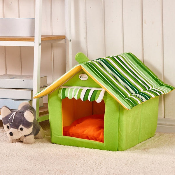 Dog House Fashion Striped Removable Cover Mat Dog Beds For Small Medium Dogs Pet Products House Pet Beds for Cat dropshipping