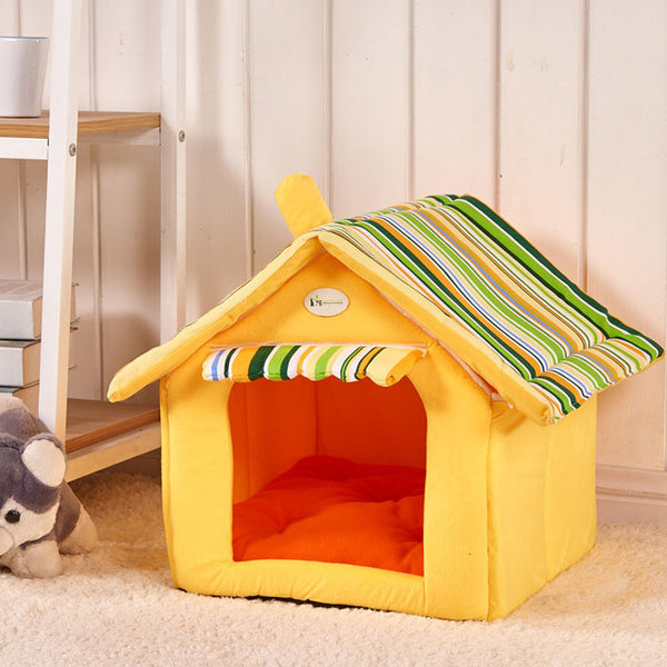 Dog House Fashion Striped Removable Cover Mat Dog Beds For Small Medium Dogs Pet Products House Pet Beds for Cat dropshipping